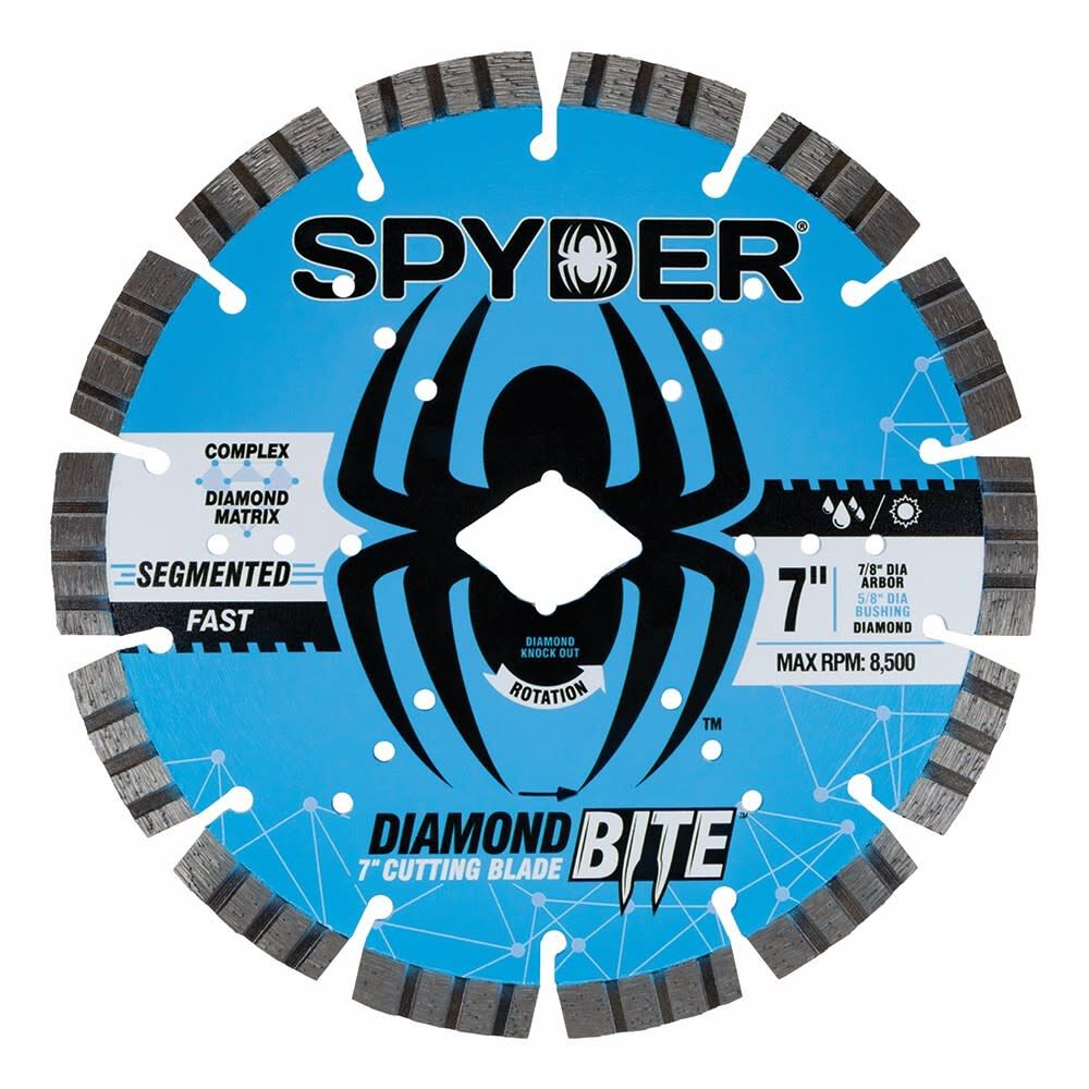 Spyder 7 Inch Wet/Dry Segmented Rim Diamond Blade for Angle Grinders, large image number 1