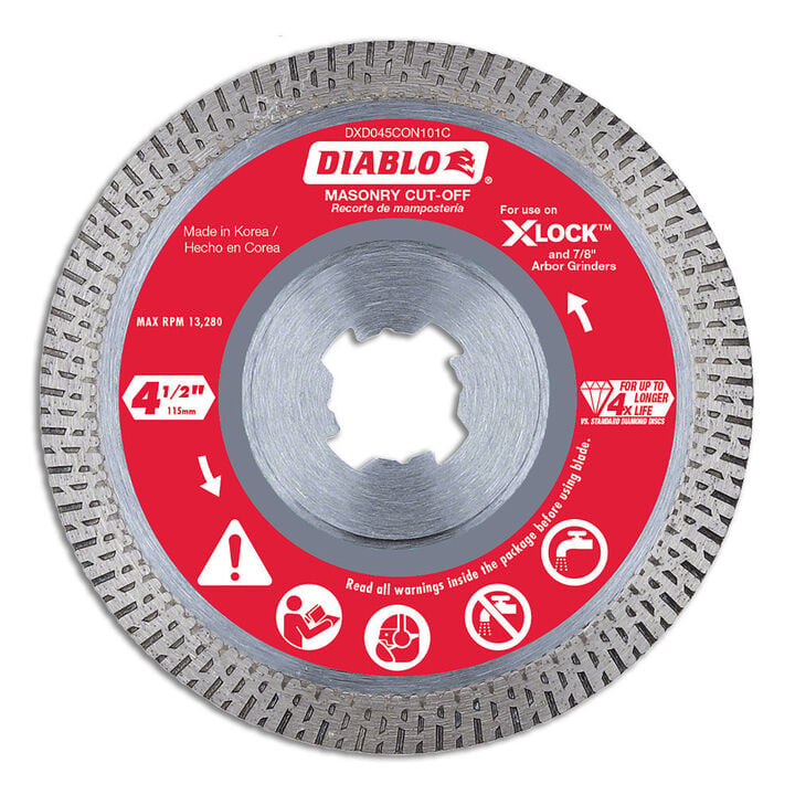 Diablo Tools X-LOCK 4 1/2 Inch Continuous Rim Diamond Cut-Off Disc for Masonry