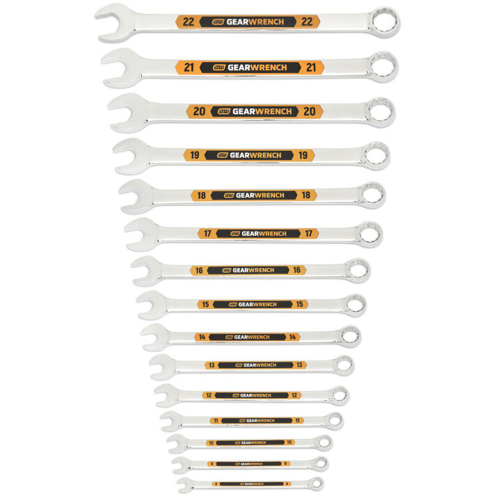 GEARWRENCH 15 Pieces 12 Point Metric Hi-Viz Long Pattern Combination Wrench Set, large image number 0