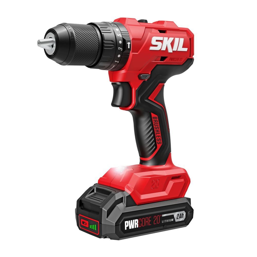 SKIL PWR CORE 20 Brushless 20V Hammer Drill Kit and Drill/Drive Bit Set, large image number 2