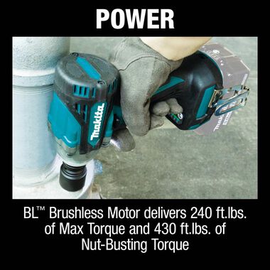 Makita 18V LXT 1/2in Sq Drive Impact Wrench with Friction Ring Anvil (Bare Tool), large image number 5