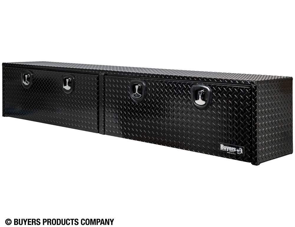 Buyers Products Company 16x13x96 Inch Gloss Black Diamond Tread Aluminum Topsider Truck Box, large image number 2