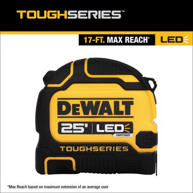 DEWALT 25' Lighted LED Tape Measure, large image number 1