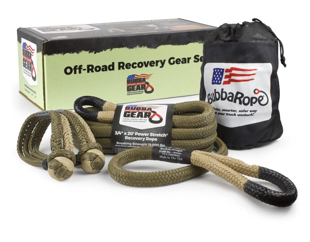 Bubba Rope 3/4 Inch x 20 Ft. Desert Tan Eye Off-Road Jeep Recovery Gear Set – 176855BKG