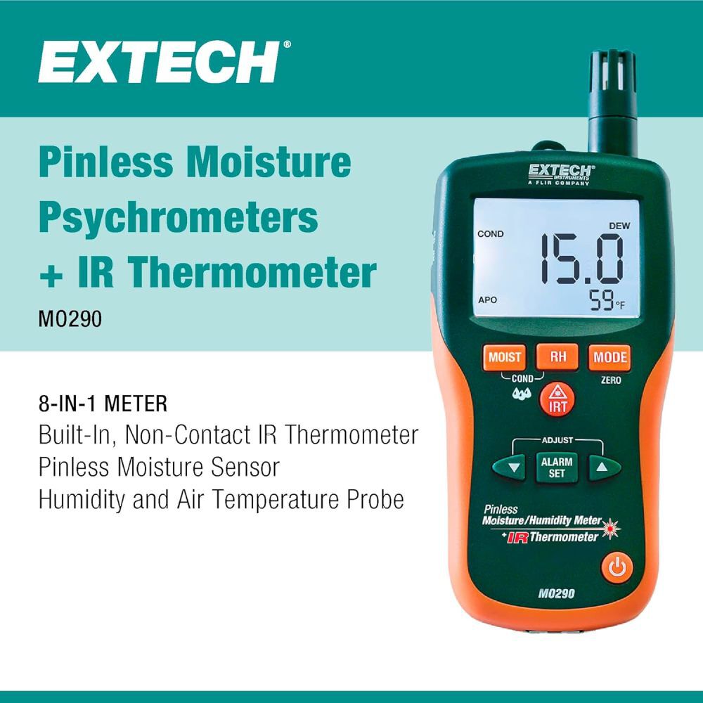 Extech MO290 Pinless Moisture Meter with IR Thermometer, large image number 2
