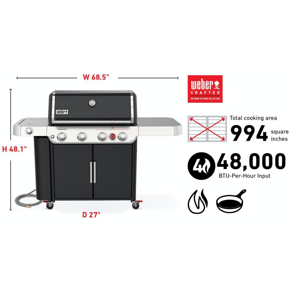 Weber Genesis E 435 Grill Black 4 Burner Natural Gas 38410001