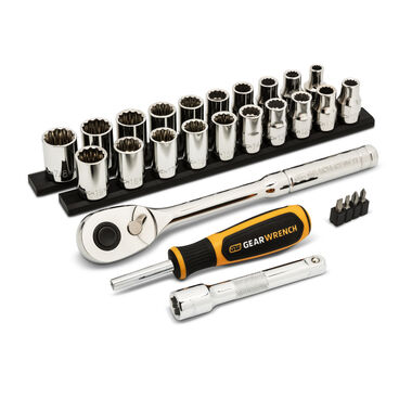 GEARWRENCH 1/2 Inch SAE/MM Mechanics Hand Tool Set, 27 Piece