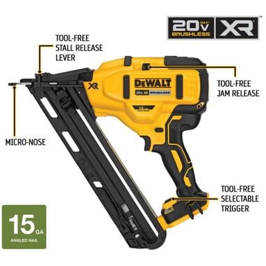 DEWALT 20V MAX XR 15 GA Angled Finish Nailer (Bare Tool), large image number 1
