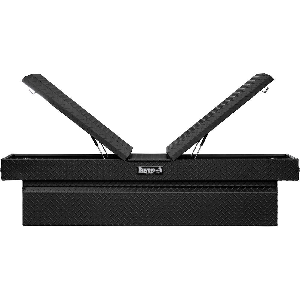 Buyers Products Company 23x27x71 Inch Textured Matte Black Diamond Tread Aluminum Gull Wing Truck Box, large image number 8
