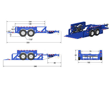 Air-Tow Trailers 14' Drop Deck Flatbed Trailer 75in Deck Width - 10000# Capacity, large image number 6