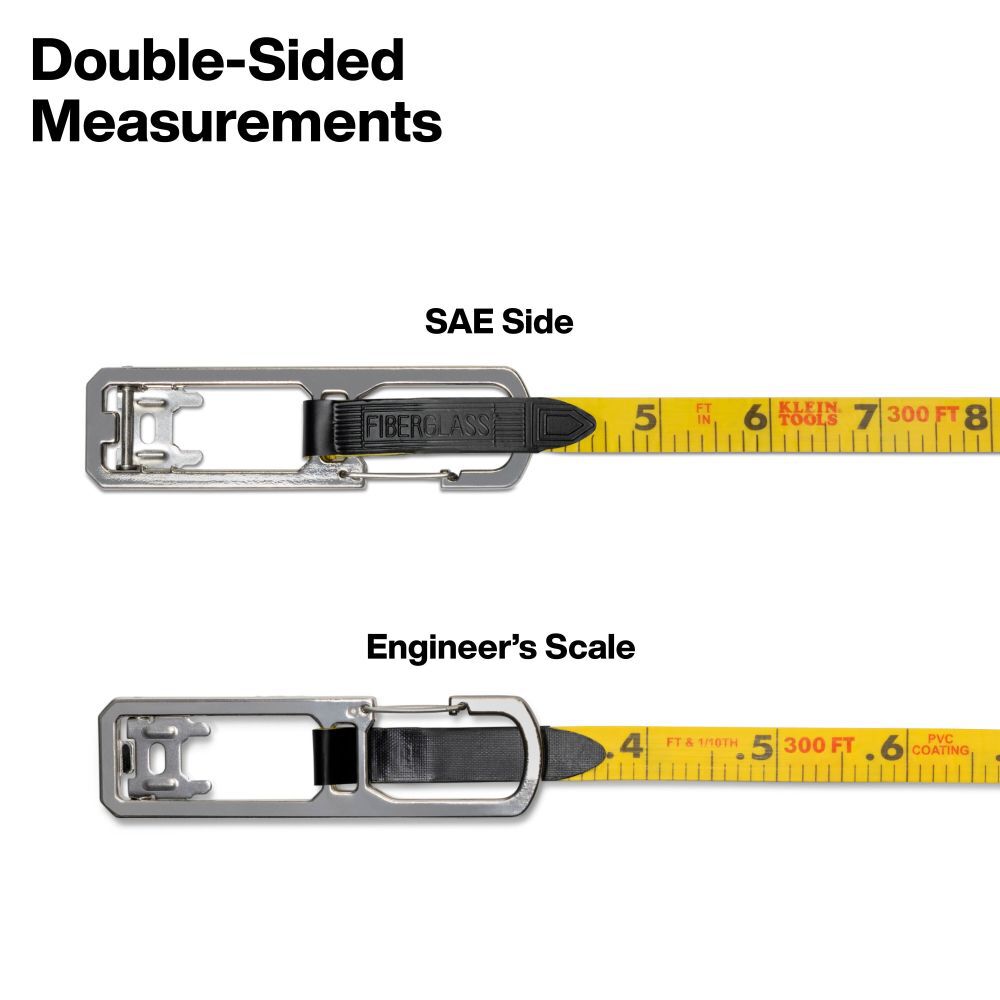 Klein Tools 300-Foot Open Reel Tape Measure with Single Hook and Carabiner, large image number 5