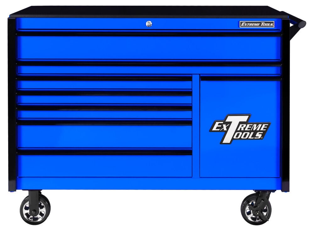 Extreme Tools DX Series DX552508RC 55in. W x 25in. D 8-Drawer Roller Cabinet is the perfect tool box for providing tons of storage space. This