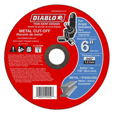 Diablo Tools 14 in. Metal High Speed Cut Off Disc 20 mm, large image number 0