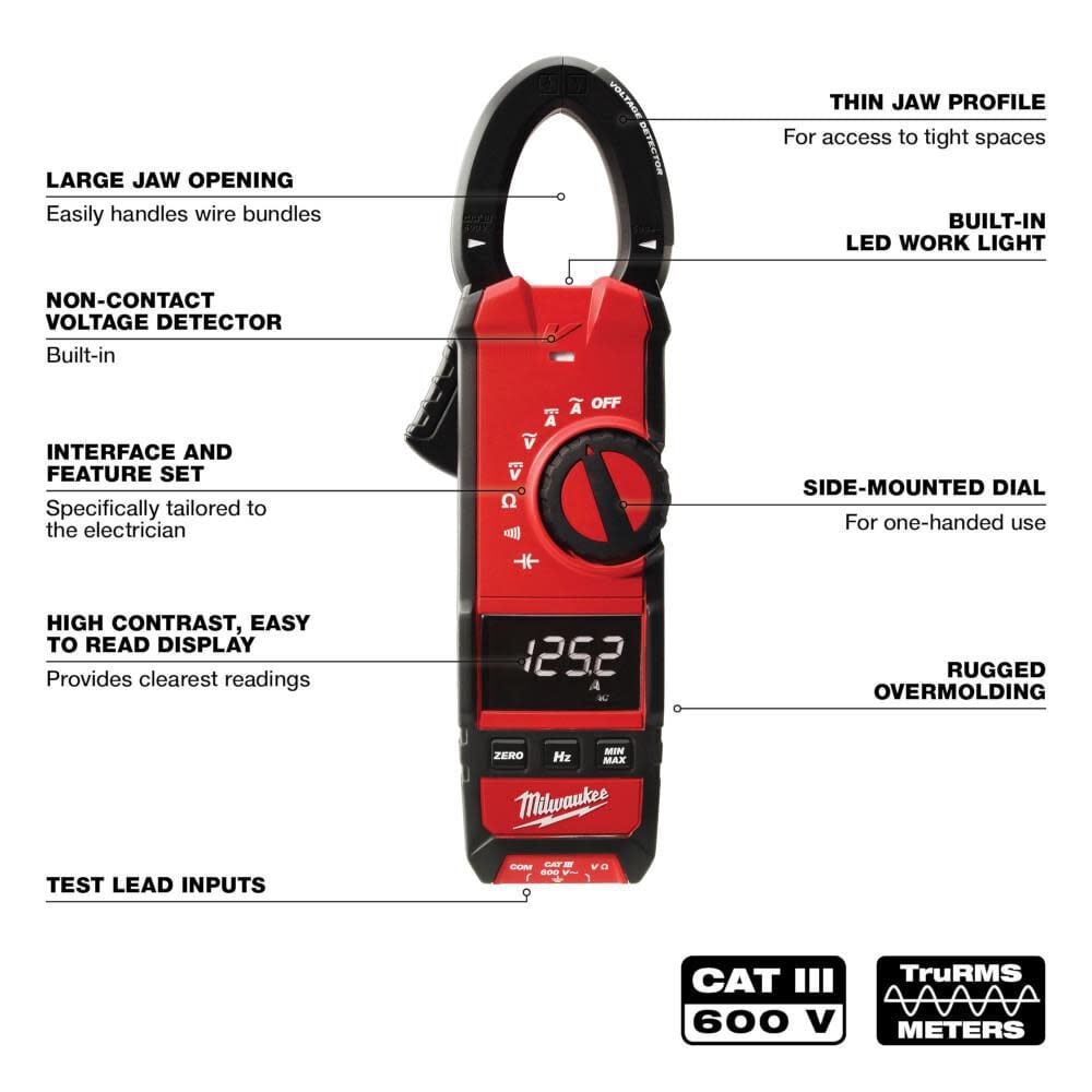 Milwaukee 600a Ac Dc Clamp Meter 2237 20 - Image 3