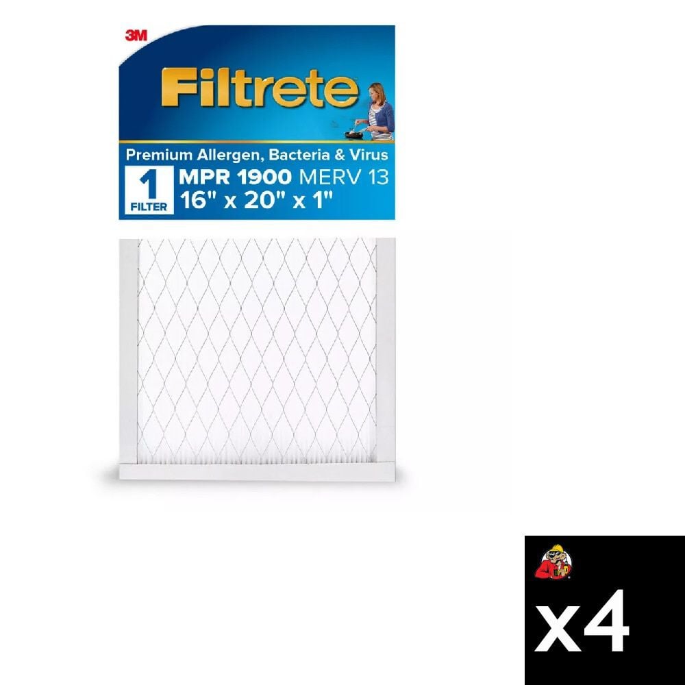 3M 16 Inch x 20 Inch 1900 MPR MERV 13 Allergen Air Filter – 4 Pack – 4333308-4 Pack