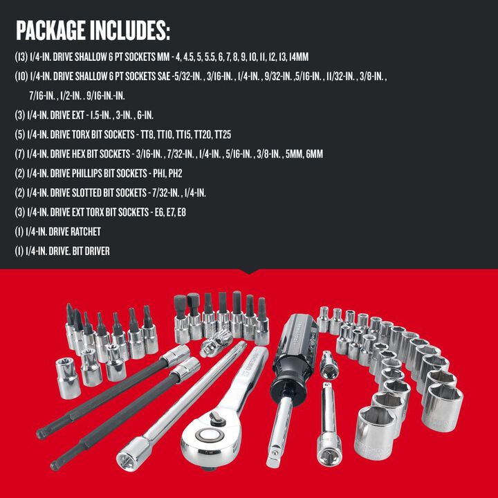 CRAFTSMAN 1/4-in Drive 6 Point Mechanics Tool Set, 48pc, large image number 1