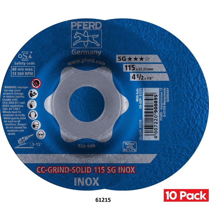 Pferd CC-GRIND 4-1/2 Inch Ceramic Grinding Disc Bundle, 10 Pieces, large image number 1