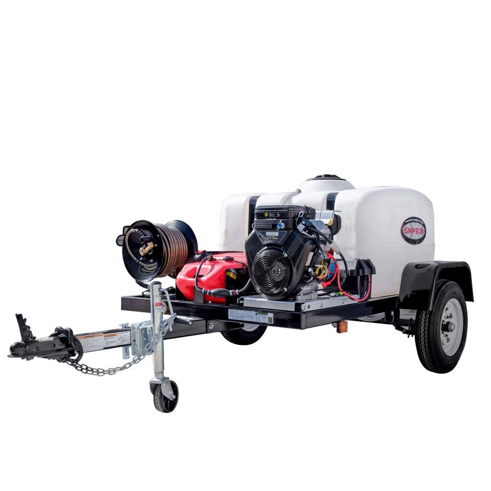 Simpson 4200 PSI 4.0 GPM Gas Powered Cold Water Pressure Washer Trailer with 5 Spray Tips – 95004