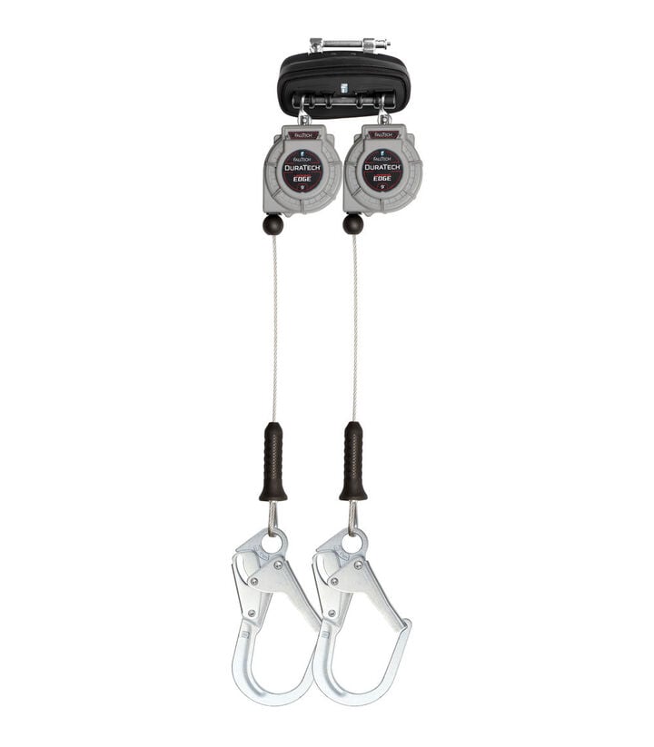 Falltech 9 ft. DuraTech Personal Leading Edge Cable SRL Twin Leg with Steel Rebar Hooks