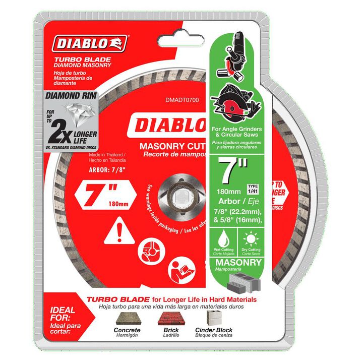 Diablo Tools 7 Inch Turbo Rim Diamond Cut-Off Disc for Masonry, large image number 1