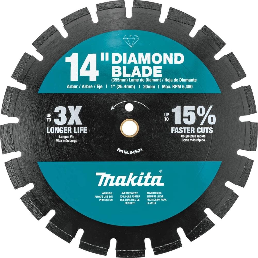 Makita 14 Inch Segmented Rim Diamond Blade for Concrete and Asphalt – B-69674