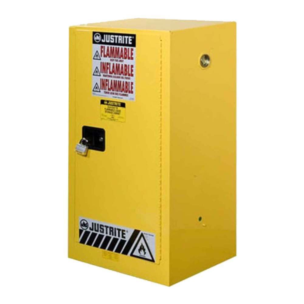 Justrite 15 Gallon Yellow Steel Manual Close Flammable Cabinet, large image number 1