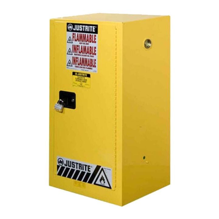 Justrite 15 Gallon Yellow Steel Manual Close Flammable Cabinet