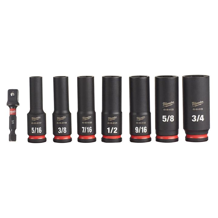 Milwaukee Promotional Impact Socket 3/8 Inch Drive SAE Deep 6 Point 8pc, large image number 2