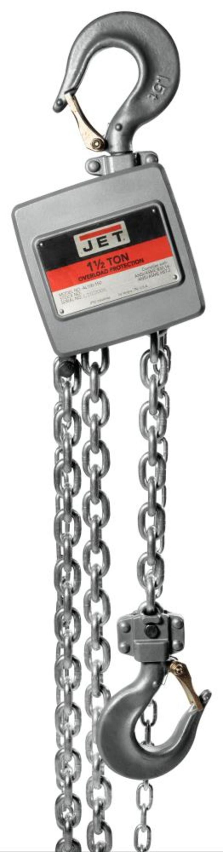 JET AL100-150-20 1 1/2 Ton Hand Chain Hoist 20 Ft. Lift