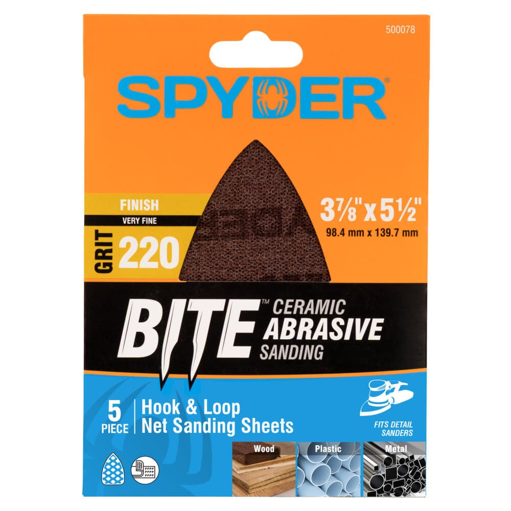 Spyder Detail Sander, 220 Grit Ceramic Net, 3-7/8 Inch Mouse, 5 Pieces, large image number 1