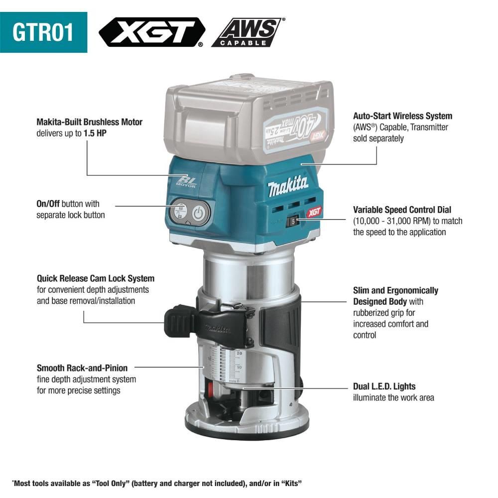 Makita Promotional 40V MAX XGT Compact Router (Bare Tool), large image number 7