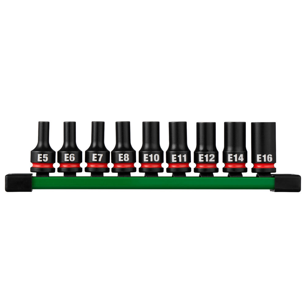 Milwaukee SHOCKWAVE Impact Duty 3/8 Inch Drive E-Torx Bit Socket Set 9 Pieces - 49-66-7265