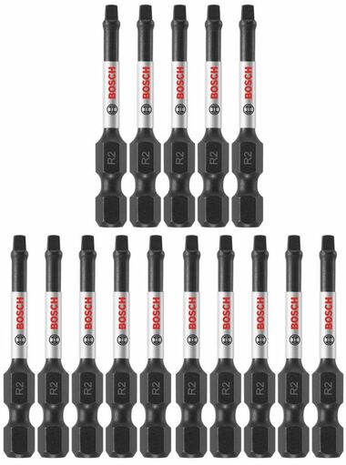 Bosch Impact Tough 2 Inch Square #2 Power Bits 15 Piece