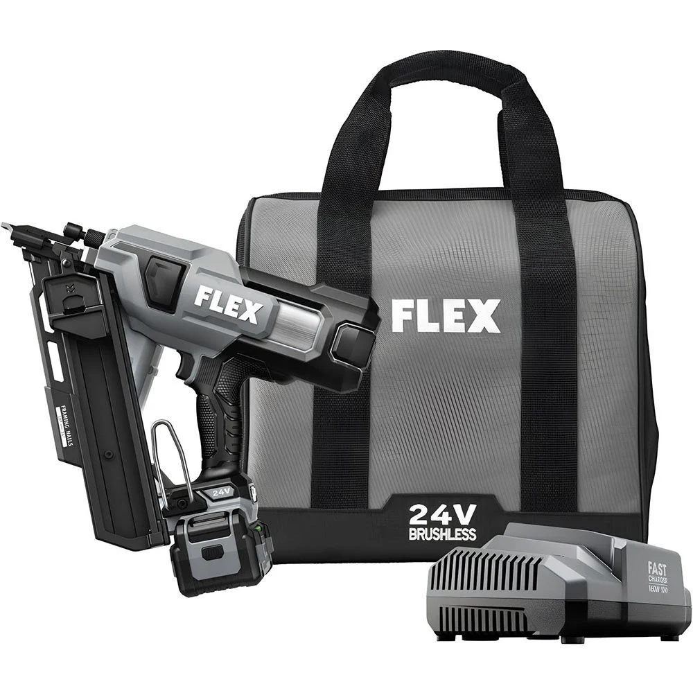 FLEX 24V Brushless 30 Degree Framing Nailer Kit, large image number 1