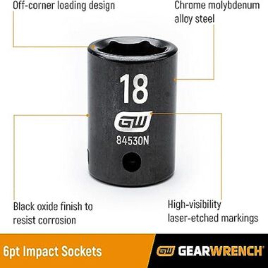 GEARWRENCH 1/2in Drive 6 Point Deep Impact SAE/Metric Socket Set 27pc, large image number 6