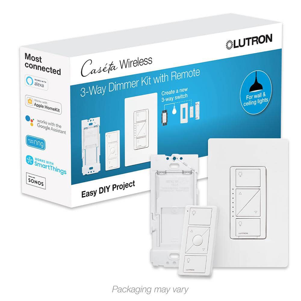 Lutron Caseta 120V 150W 1P Gloss White 3-Way Smart Dimmer Switch Kit, large image number 2