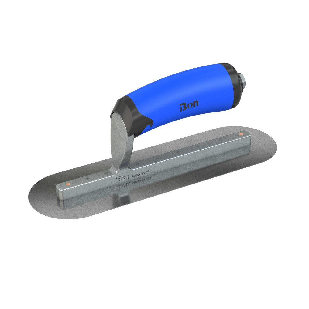 Bon Tool Finish Trowel Round Carbon Steel 10 Inch x 3 Inch with Comfort Grip Handle Long Shank, large image number 3