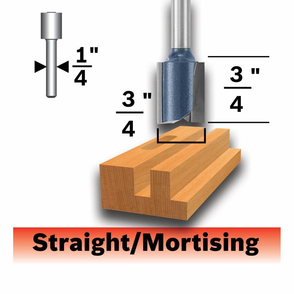 Bosch 3/4in x 3/4in Carbide Tipped Double Flute Straight Router Bit, large image number 1