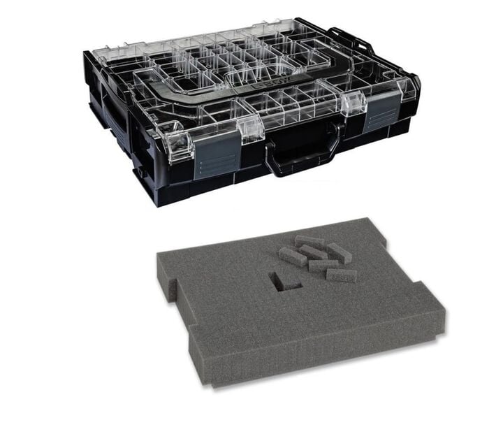 L-BOXX Model Number 102 Black Tool Box with Transparent Lid and Foam Insert Bundle