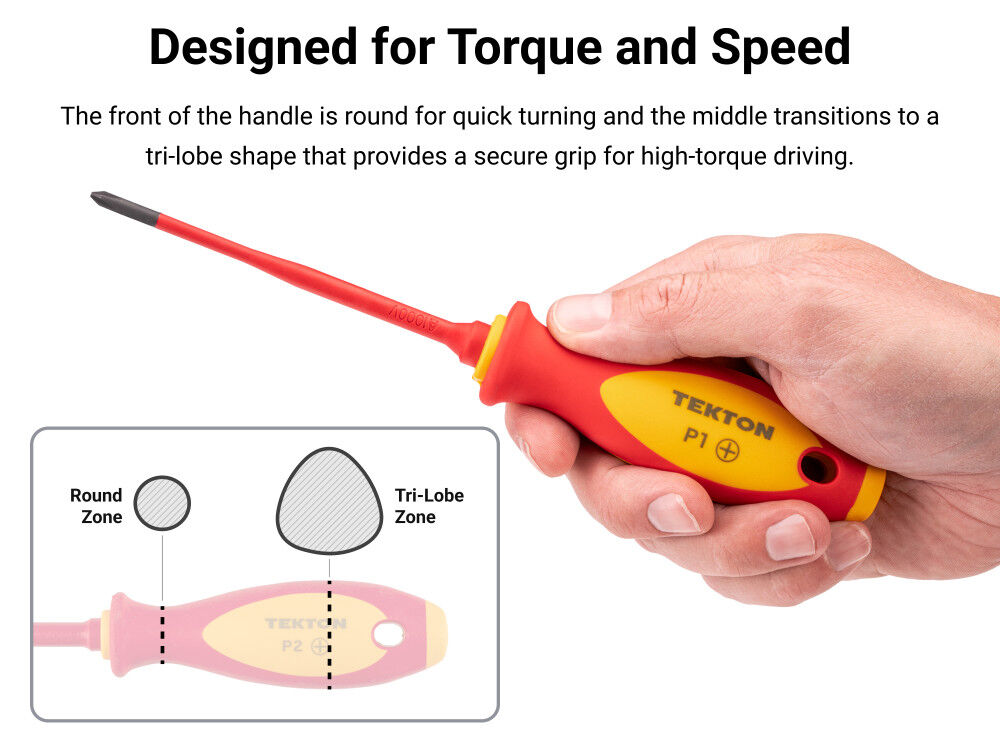 Tekton Insulated Screwdriver Set 8 Piece #1-#2 3.5-6.5 mm S1-S2, large image number 5