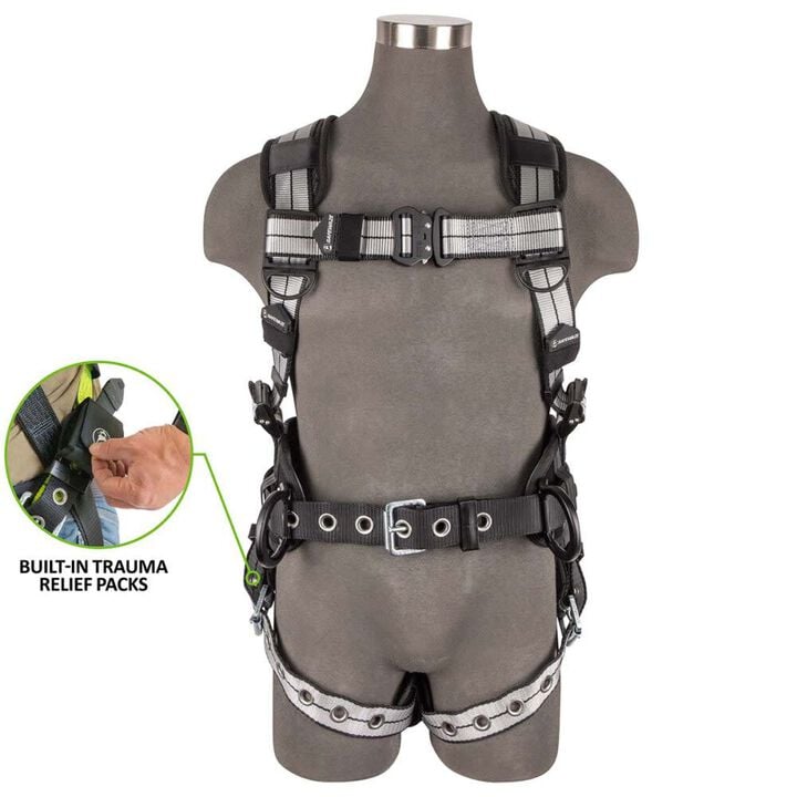 Safewaze PRO+ Slate Construction Harness: Alu 3D, Alu QC Chest, TB Legs, Trauma relief, large image number 0
