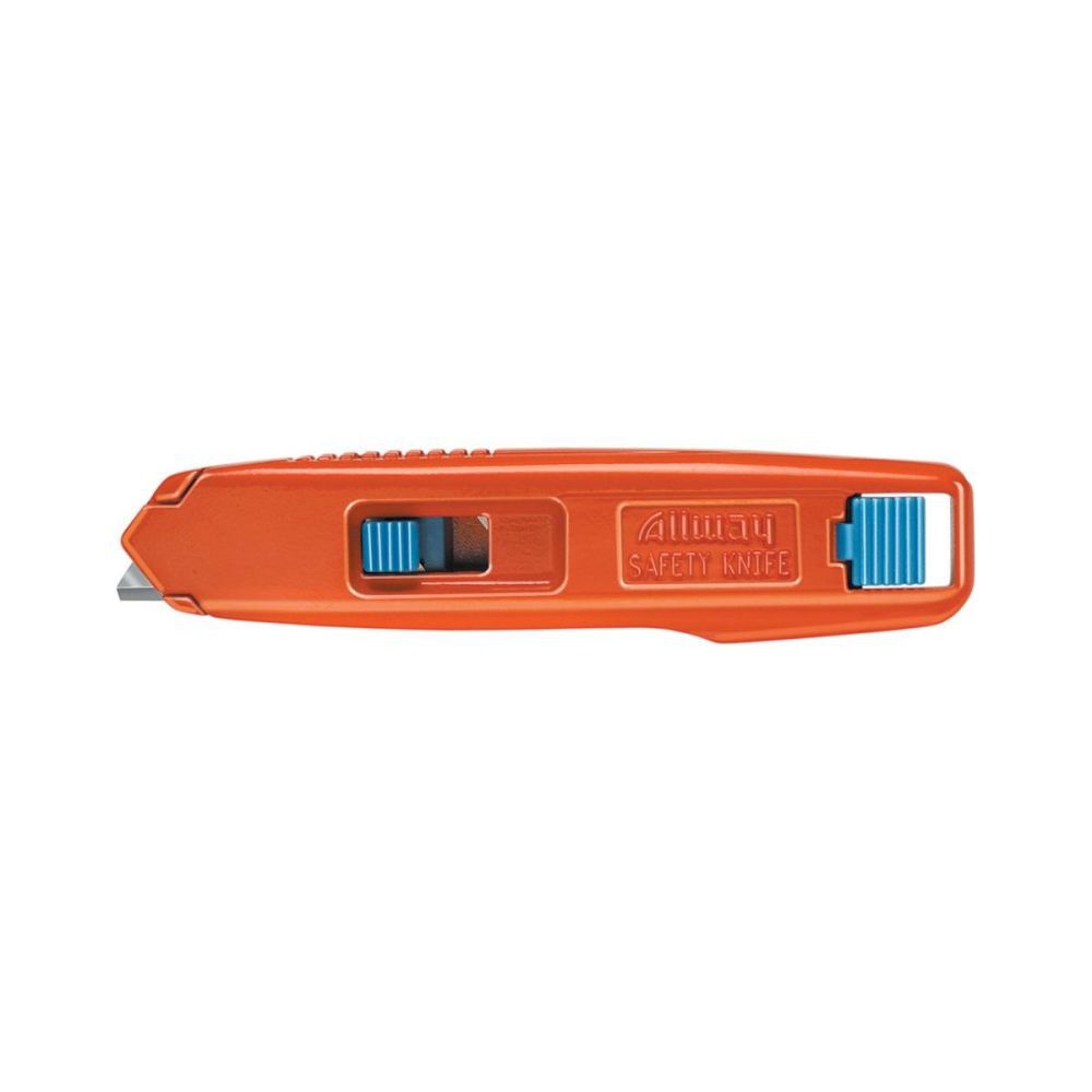 Allway Tools Safety Knife with 6 SelfRetracting RoundedPoint Blade