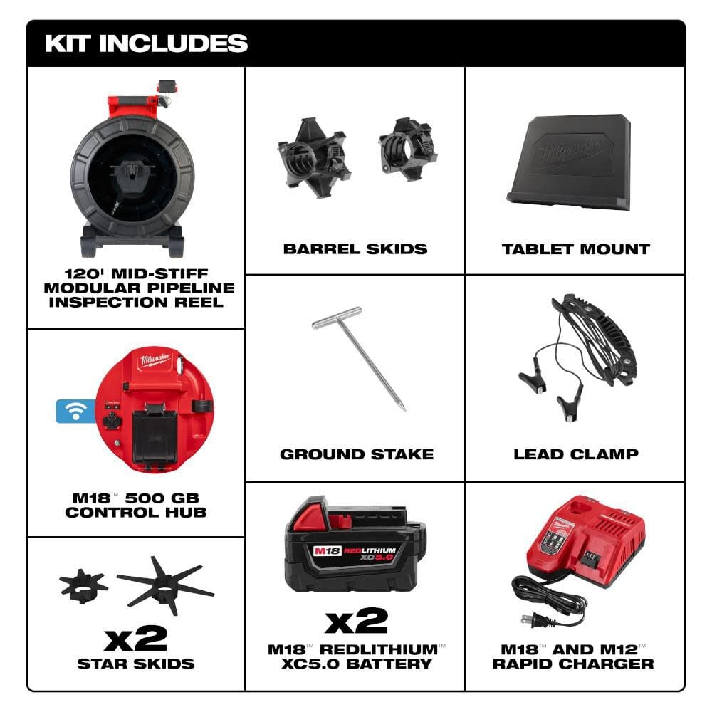 Milwaukee M18 120 Ft. Mid-Stiff Modular Pipeline Inspection System Kit, large image number 3