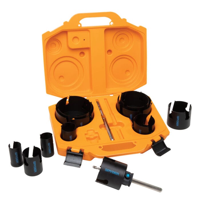 Spyder TCT Hole Saw Kit, 11 Saws, Hex10 Arbor & 2 Pilot Bits 14 Pieces