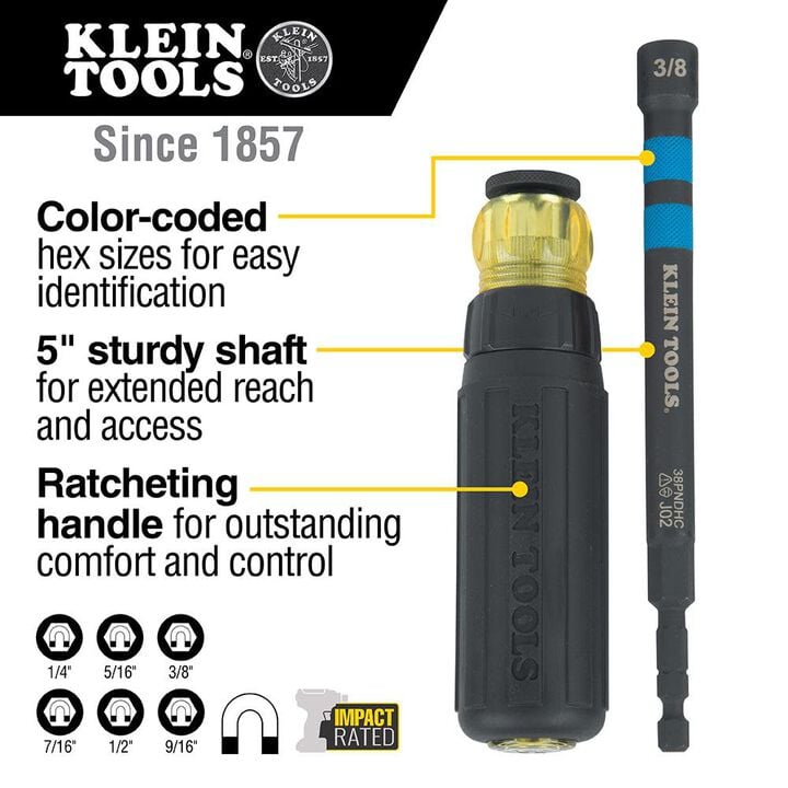 Klein Tools 6-in-1 Nut Driver and Zipper Bag Set