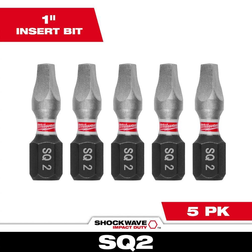 Milwaukee SHOCKWAVE Impact Square Recess #2 Insert Bits 5PK, large image number 1