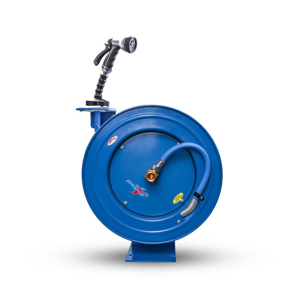 BluBird 5/8 Inch x 50 Ft Blue Steel Large Retractable Water Hose Reel, large image number 1