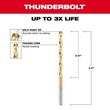 Milwaukee 5/32 in. Thunderbolt Titanium Coated Drill Bit, large image number 2
