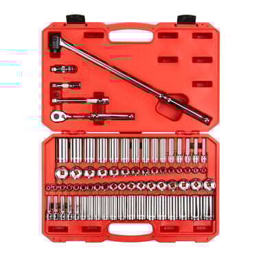 Tekton 3/8 Inch 6 Point. Socket and Ratchet Set, 73 Pieces (1/4-1 Inch, 6-24 mm)