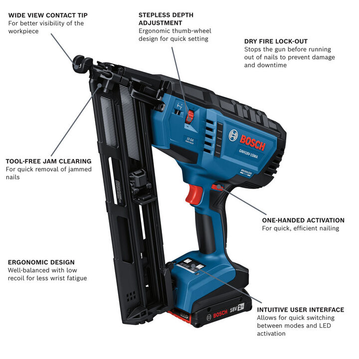 Bosch 18V 15 Gauge Angled Finish Nailer Kit, Reconditioned, large image number 1